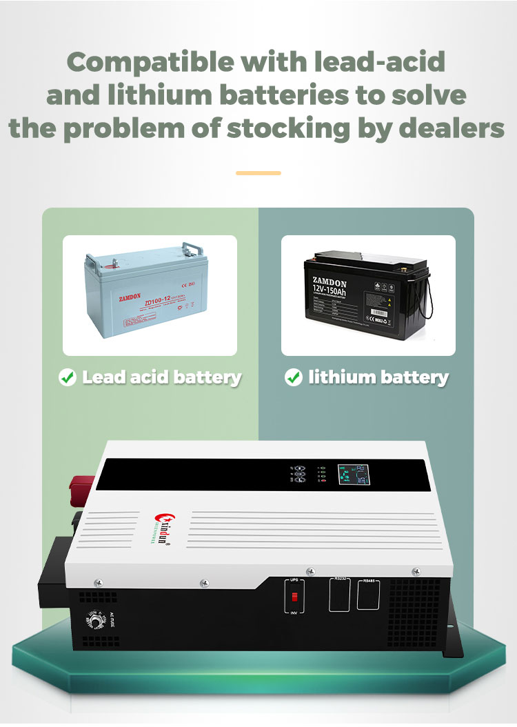 battery less inverter compatible with lead acid and lithium batteries
