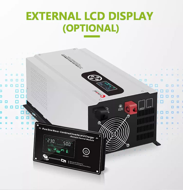 solar inverter charger 12v external lcd display